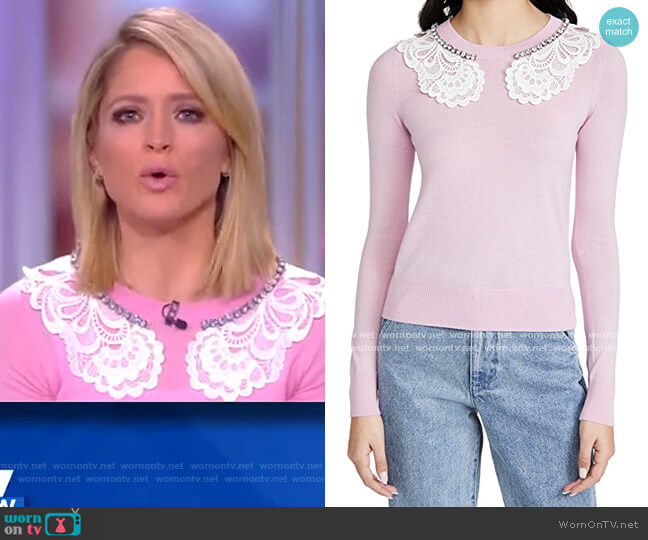 No. 21 Lace and Jewel Collar Sweater worn by Sara Haines on The View