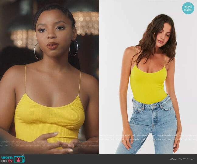 Out From Under Seamless Ribbed Bungee Bodysuit worn by Jazlyn Forster (Chloe Bailey) on Grown-ish