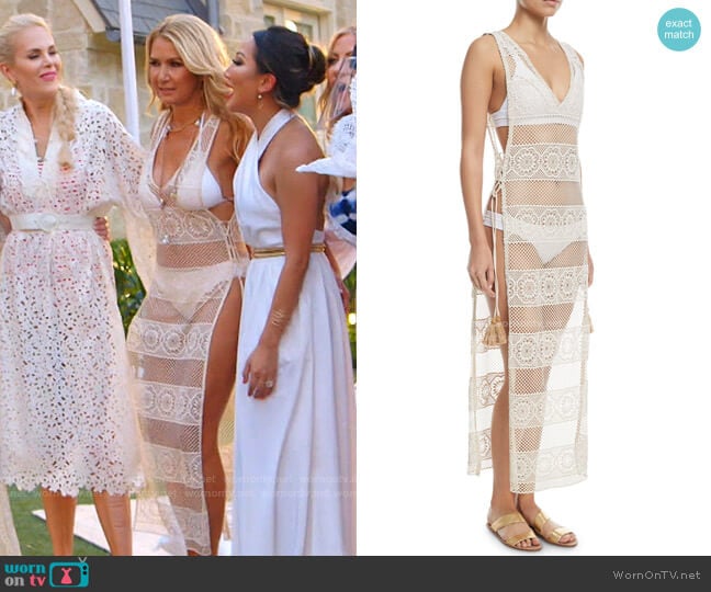 PQ Swim Joy Lace Long Coverup worn by Kary Brittingham on The Real Housewives of Dallas