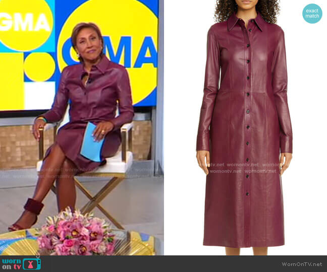 Proenza Schouler Leather Long Sleeve Midi Dress worn by Robin Roberts on Good Morning America