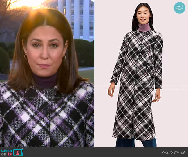 Kate Spade Plaid Boucle Coat worn by Cecilia Vega on Good Morning America