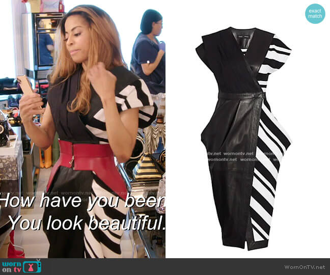 Proenza Schouler Knit-Combo Leather Wrap Dress worn by Mary Cosby on The Real Housewives of Salt Lake City