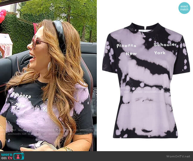 Proenza Schouler White Label Tie-Dye Print T-shirt worn by D’Andra Simmons on The Real Housewives of Dallas