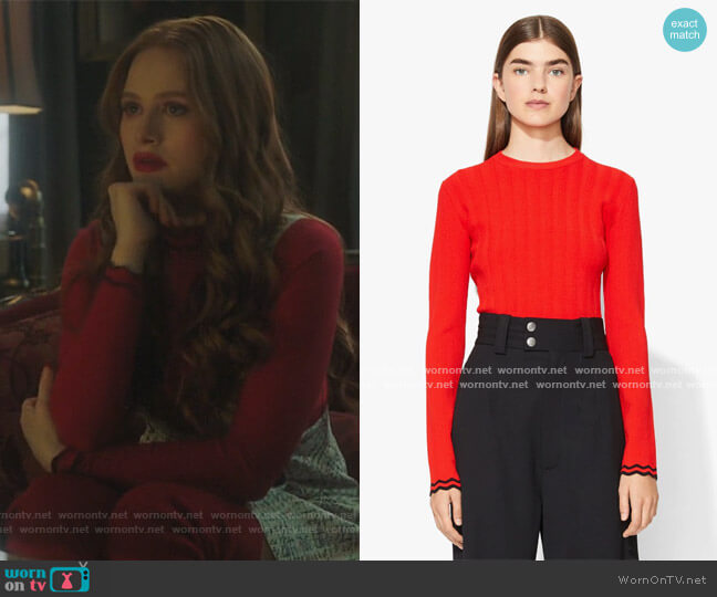 Proenza Schouler Zig-Zag Knit Top worn by Cheryl Blossom (Madelaine Petsch) on Riverdale