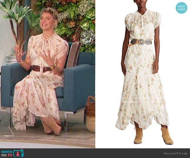 Ralph Lauren Astr Georgette Midi Dress worn by Amanda Kloots on The Talk