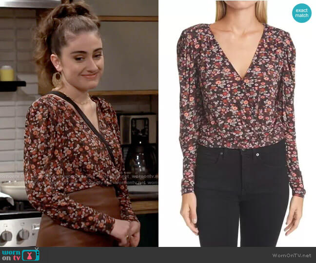 Ramy Brook Floral Print Wrap Silk Top worn by Jackie Raines (Rachel Sennott) on Call Your Mother