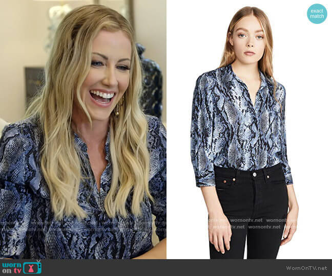 L'Agence Ryan Blouse in Myst Salvadora worn by Stephanie Hollman on The Real Housewives of Dallas
