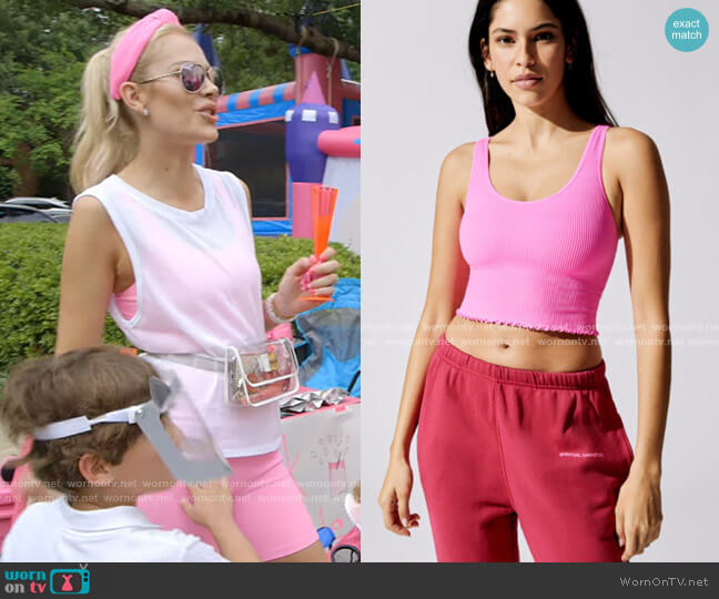 Spiritual Gangster Amor Crop Tank worn by Kameron Westcott on The Real Housewives of Dallas