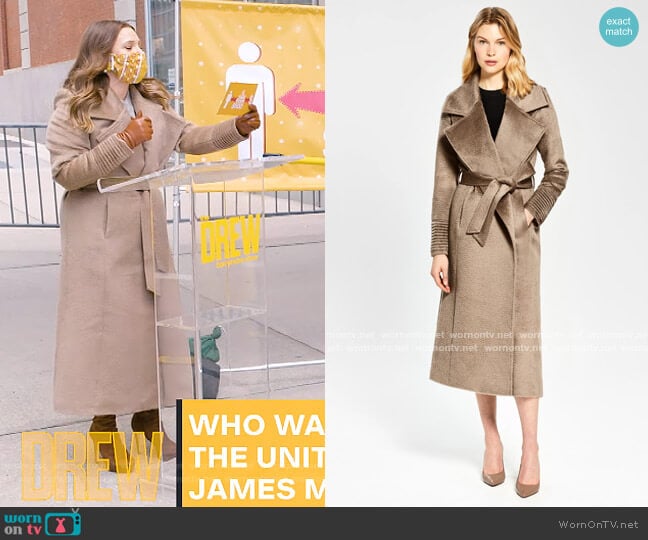 Sentaler Suri Alpaca Notched Collar Wrap Coat worn by Drew Barrymore on The Drew Barrymore Show