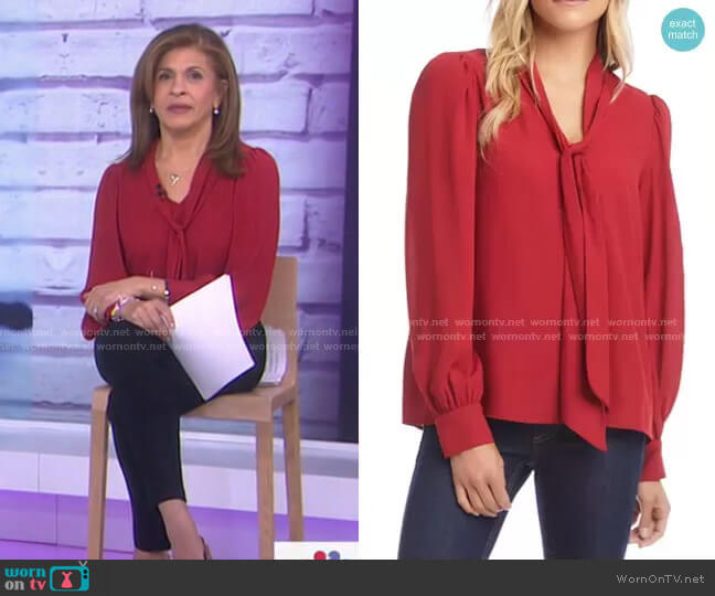 Karen Kane Shirred Tie Neck Blouse worn by Hoda Kotb on Today