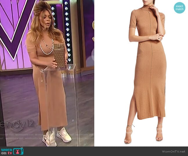 Staud Alpine Knit Midi Sheath Dress worn by Wendy Williams on The Wendy Williams Show