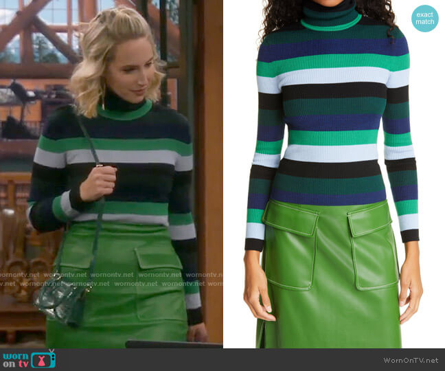 Staud Ken Stripe Turtleneck worn by Mandy Baxter (Molly McCook) on Last Man Standing