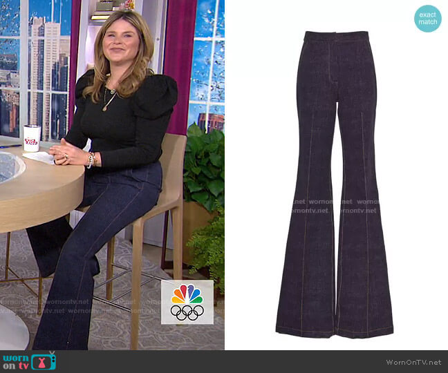 Pearl by Lela Rose Stretch Denim Ruthie Pant worn by Jenna Bush Hager on Today