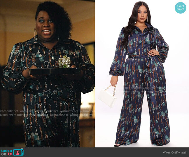 Fahion Nova The Entertainer Satin Jumpsuit worn by Mo (Alex Newell) on Zoeys Extraordinary Playlist