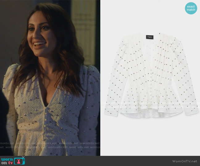 The Kooples Fancywork Studded Blouse worn by Ana Torres (Francia Raisa) on Grown-ish