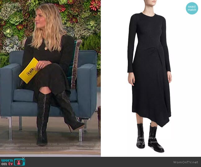 Theory Midi Rib Tuck Sweater Rib Knit Dress worn by Amanda Kloots on The Talk