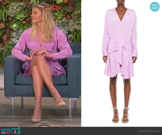 Tibi Silk Draped Faux-Wrap Dress worn by Amanda Kloots on The Talk