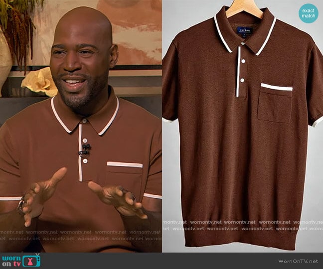 Tie Bar Tipped Cotton Sweater Brown Polo
