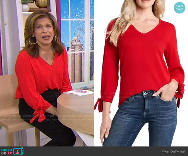 Cece Tie Sleeve Cotton Blend Sweater worn by Hoda Kotb on Today