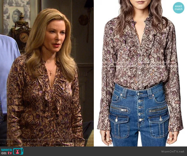 Zadig & Voltaire Tuska Blouse worn by Jennifer Horton (Cady McClain) on Days of our Lives