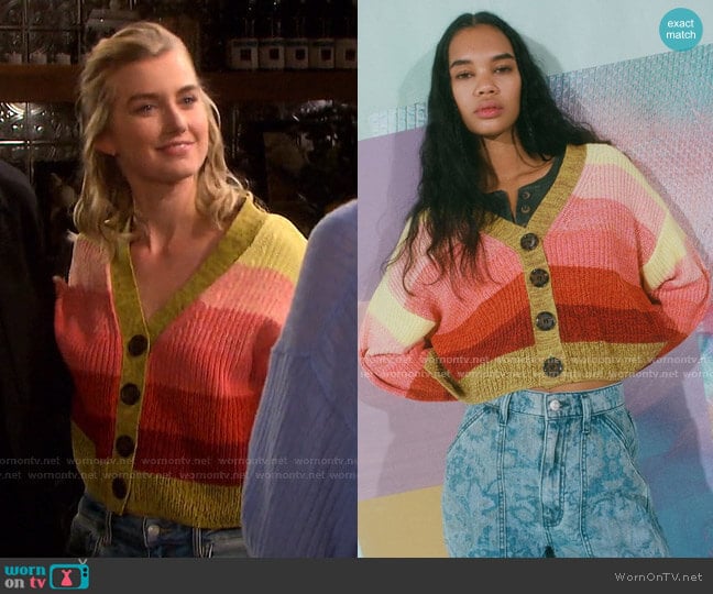 Urban Outfitters Turner Ribbed Button-Down Cardigan worn by Claire Brady (Isabel Durant ) on Days of our Lives