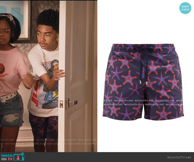 Vilebrequin Moorea starfish-print swim shorts worn by Jack Johnson (Miles Brown) on Black-ish