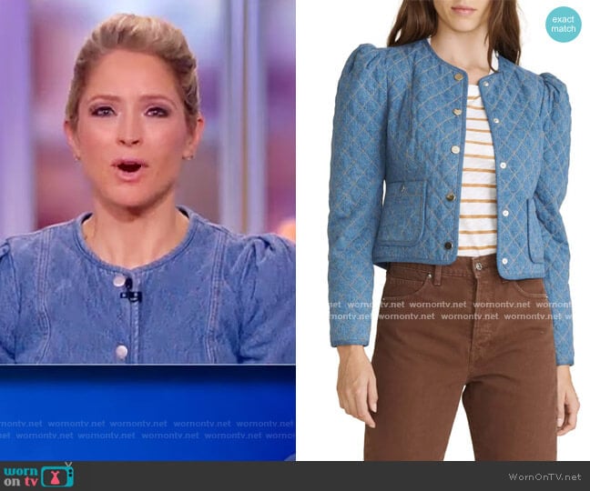 Veronica Beard Camilla Quilted Denim Jacket worn by Sara Haines on The View
