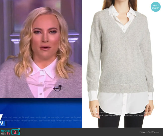 Veronica Beard Brami Mixed Media Layered Look Wool & Cashmere Sweater worn by Meghan McCain on The View