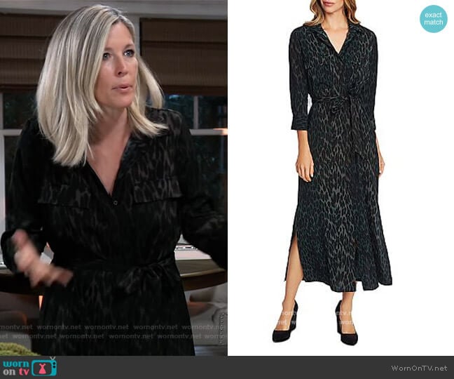 Vince Camuto Leopard-Print Shirt Dress worn by Carly Spencer (Laura Wright) on General Hospital