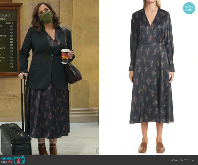 Vince Wisteria Wrap Dress worn by Sara Castillo (Lindsay Mendez) on All Rise