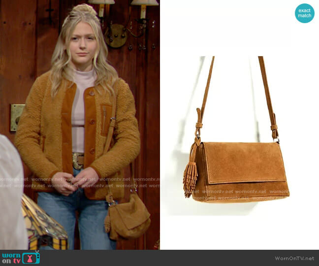 Zara Split Suede Crossbody Bag with Tassels worn by Faith Newman (Alyvia Alyn Lind) on The Young and the Restless