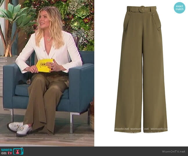 Zimmermann Ladybeetle Silk Wide-Leg Pants worn by Amanda Kloots on The Talk