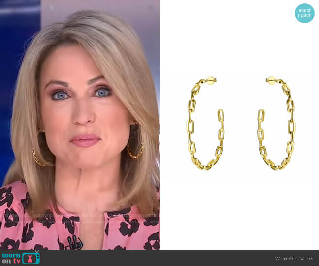 Accessory Concierge Anchor Chain Hoops worn by Amy Robach on Good Morning America