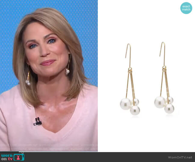 Accessory Concierge Pearl Drops worn by Amy Robach on Good Morning America