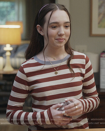 Grace’s contrast stripe long sleeve tee on The Unicorn