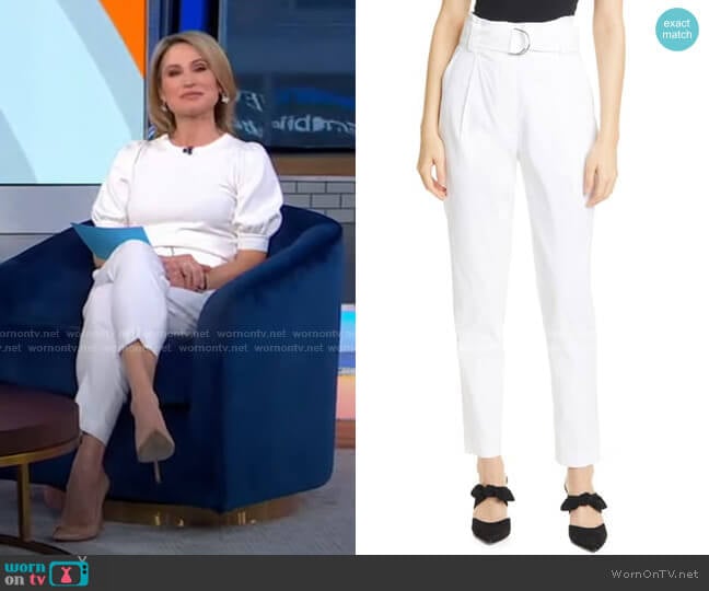 A.L.C. Diego Belted Linen Blend Trousers worn by Amy Robach on Good Morning America