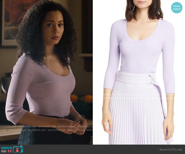 A.L.C. Brandon Ribbed Top worn by Macy Vaughn (Madeleine Mantock) on Charmed
