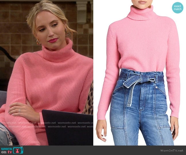 A.L.C. Mitchell Sweater in Coral Pink worn by Mandy Baxter (Molly McCook) on Last Man Standing