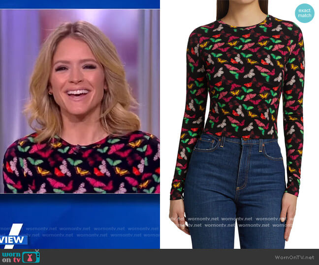 Alice + Olivia Delaina Butterfly Crop Top worn by Sara Haines on The View