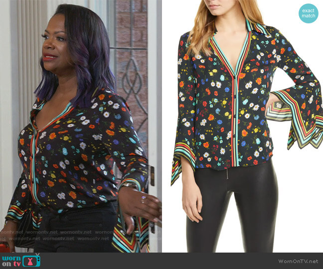 Alice + Olivia Randa Blouse worn by Kandi Burruss on The Real Housewives of Atlanta