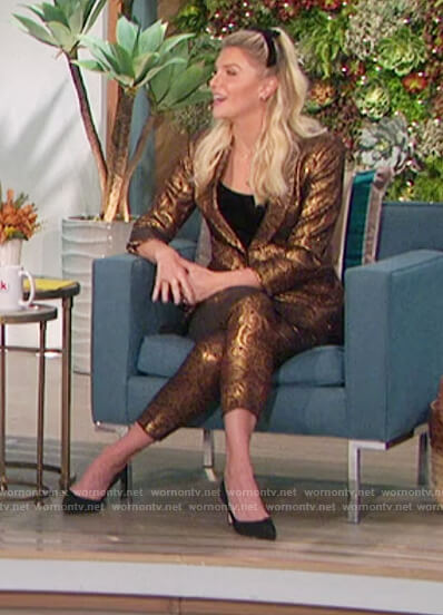 Amanda’s gold jacquard paisley blazer and pants on The Talk