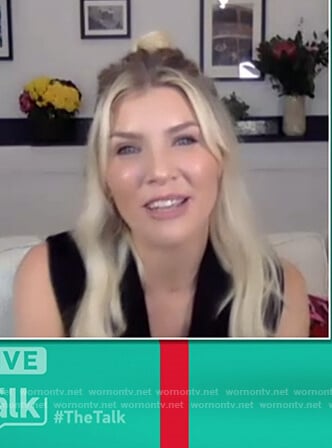 Amanda’s black cowl neck dress on The Talk
