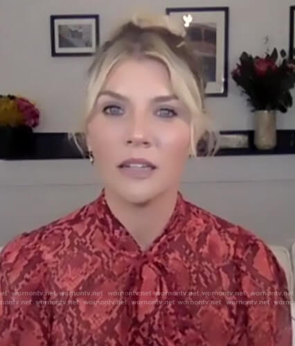 Amanda’s red snakeskin print blouse on The Talk