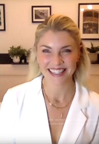Amanda Kloots’s white blouse on CBS This Morning