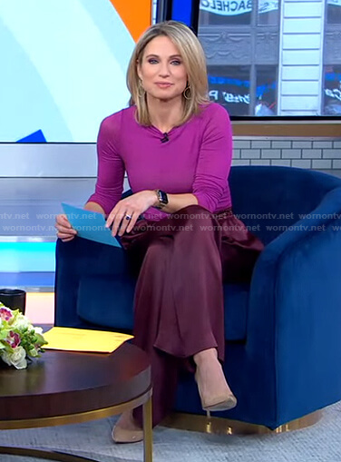 Amy’s purple top and burgundy pants on Good Morning America