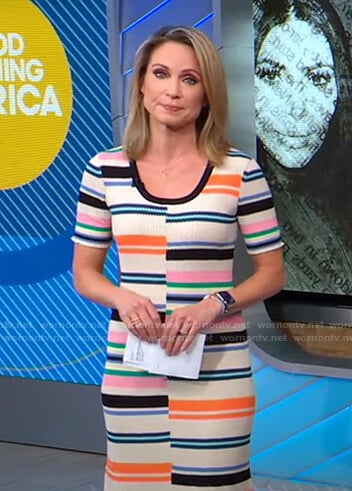 Amy’s striped ribbed knit dress on Good Morning America