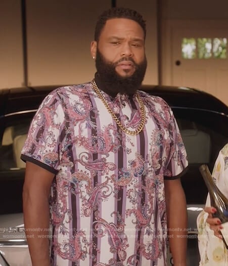 Andre’s purple paisley stripe shirt on Black-ish