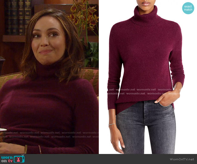 Aqua Cashmere Cashmere Turtleneck Sweater worn by Gwen Rizczech (Emily O'Brien) on Days of our Lives