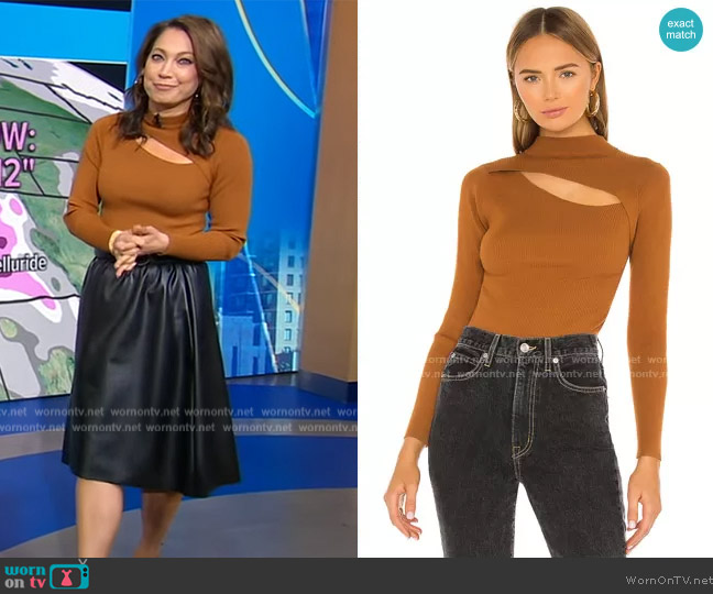 ASTR the Label Sandra Mock Neck Bodysuit worn by Ginger Zee on Good Morning America