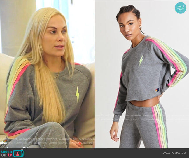 Aviator Nation Bolt Cropped Classic Sweatshirt worn by Kameron Westcott on The Real Housewives of Dallas
